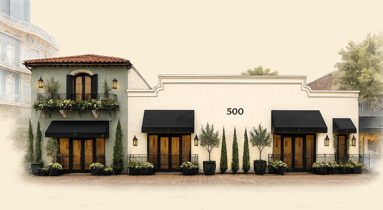 Illustrated facade of The Quin at 500 4th Ave in the Gaslamp Quarter